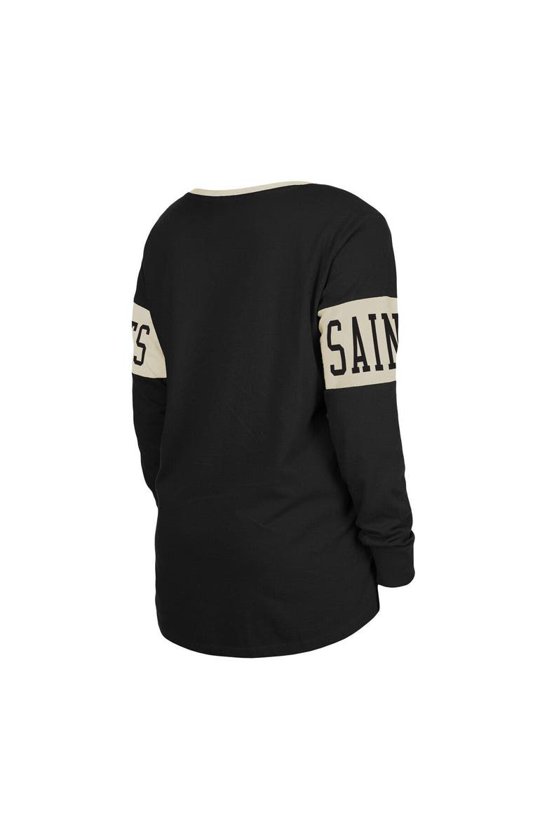 New Era Women's New Era Black New Orleans Saints Lace-Up Notch Neck Long Sleeve T-Shirt, Alternate, color, Black