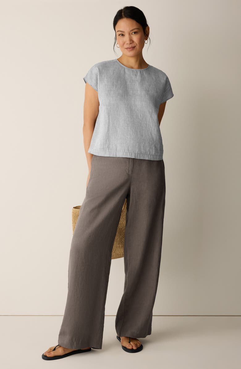Eileen Fisher Linen Blend Square Top, Alternate, color, Wren