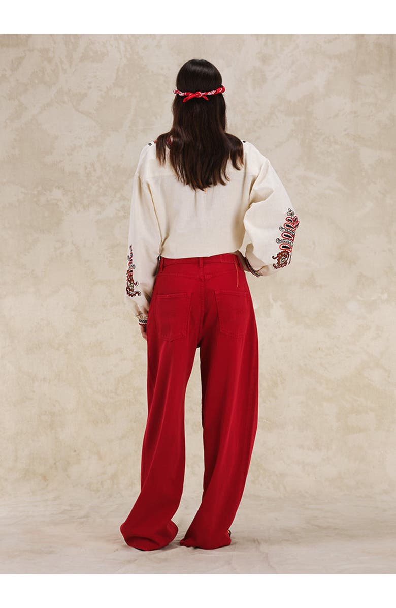 Fortela Wide Leg Cotton Pants, Alternate, color, Red