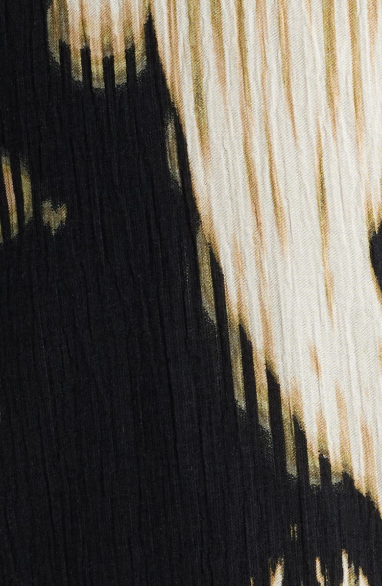 Open Edit Botanical Print Short Sleeve Button-Up Shirt, Alternate, color, Black Linear Botanical