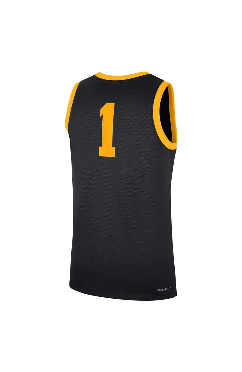 Nike Men's Nike #1 Black Iowa Hawkeyes Road Replica Jersey, Alternate, color, Black