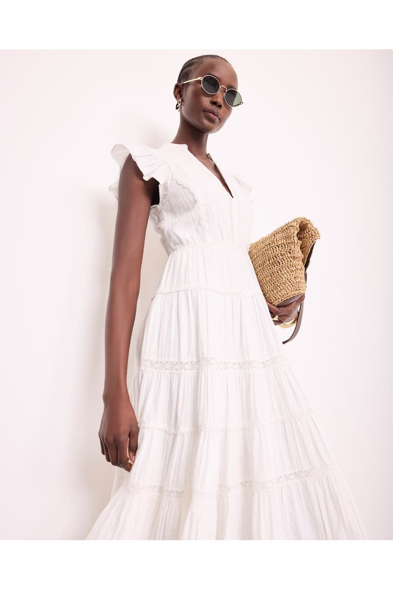 Cotton Cheesecloth Tiered Maxi Dress, Alternate, color, Ivory