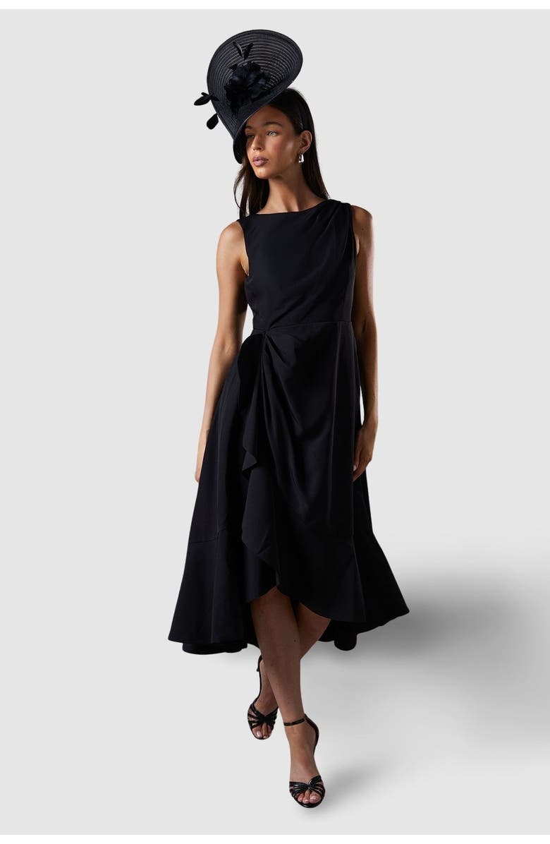 Coast Crepe Low Back Ruffle Dress, Main, color, Black