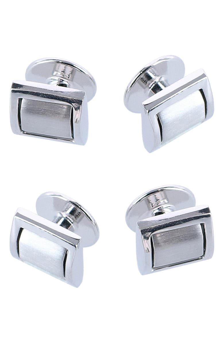 Trafalgar The Plaza Square Cuff Link & Stud Set, Alternate, color, Silver