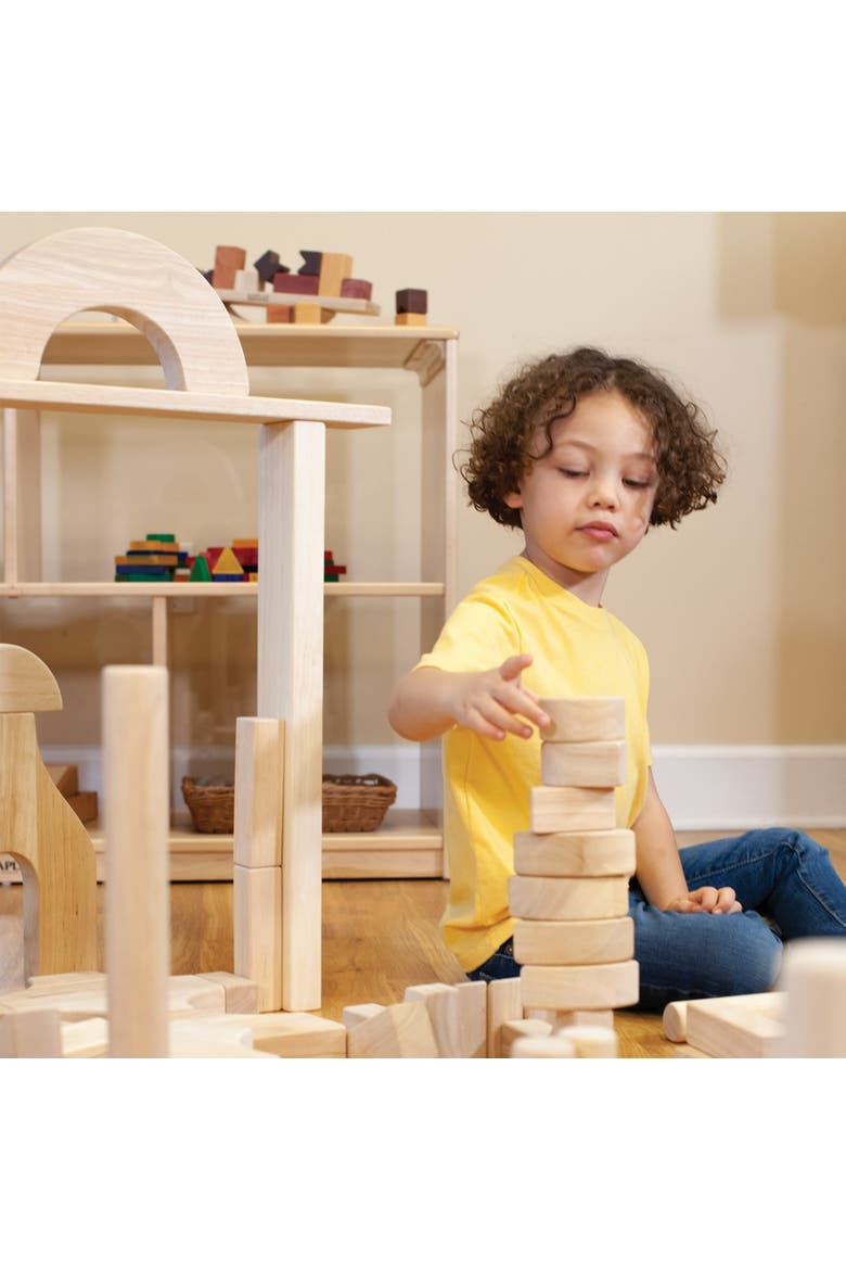 Unit Blocks Classroom Set I - 107 pieces in 28 shapes, Alternate, color, Brown