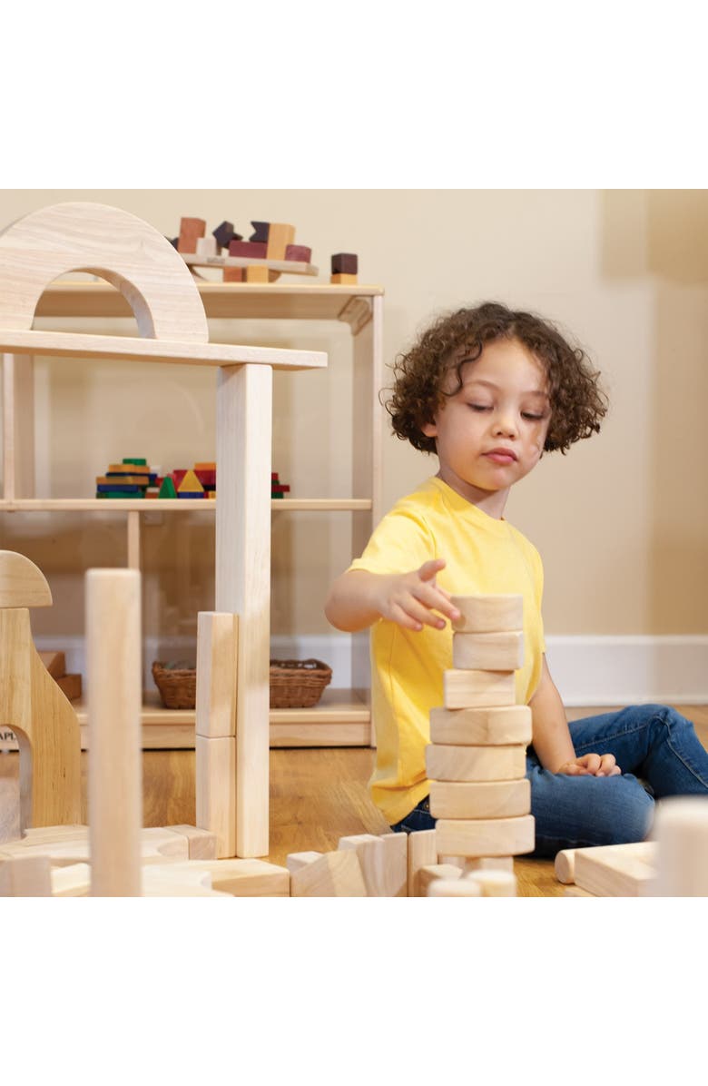 Kaplan Early Learning Company Unit Blocks Classroom Set I - 107 pieces in 28 shapes, Alternate, color, Brown