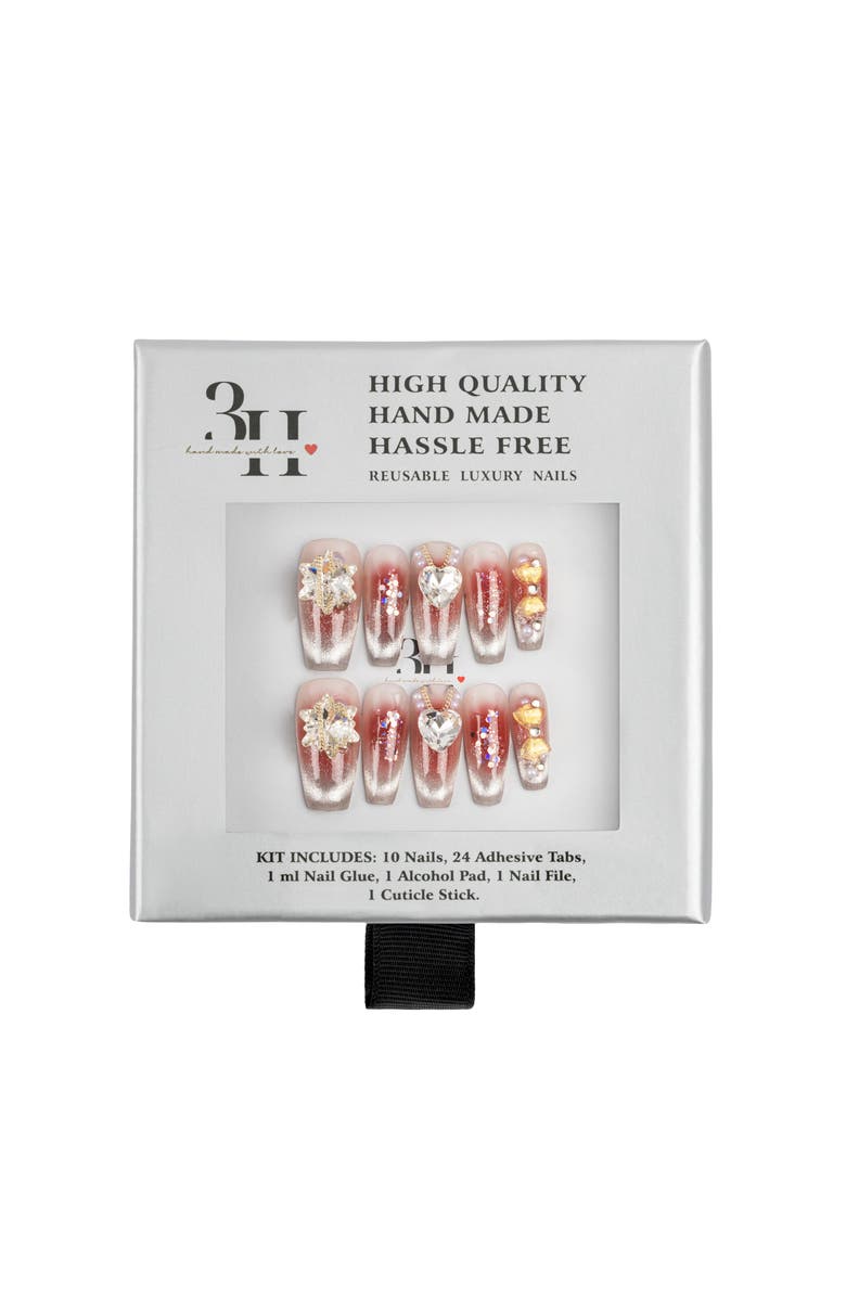 3H Nails Eternal Blossom Luxury Handmade Press On Nails, Alternate, color, Salmon