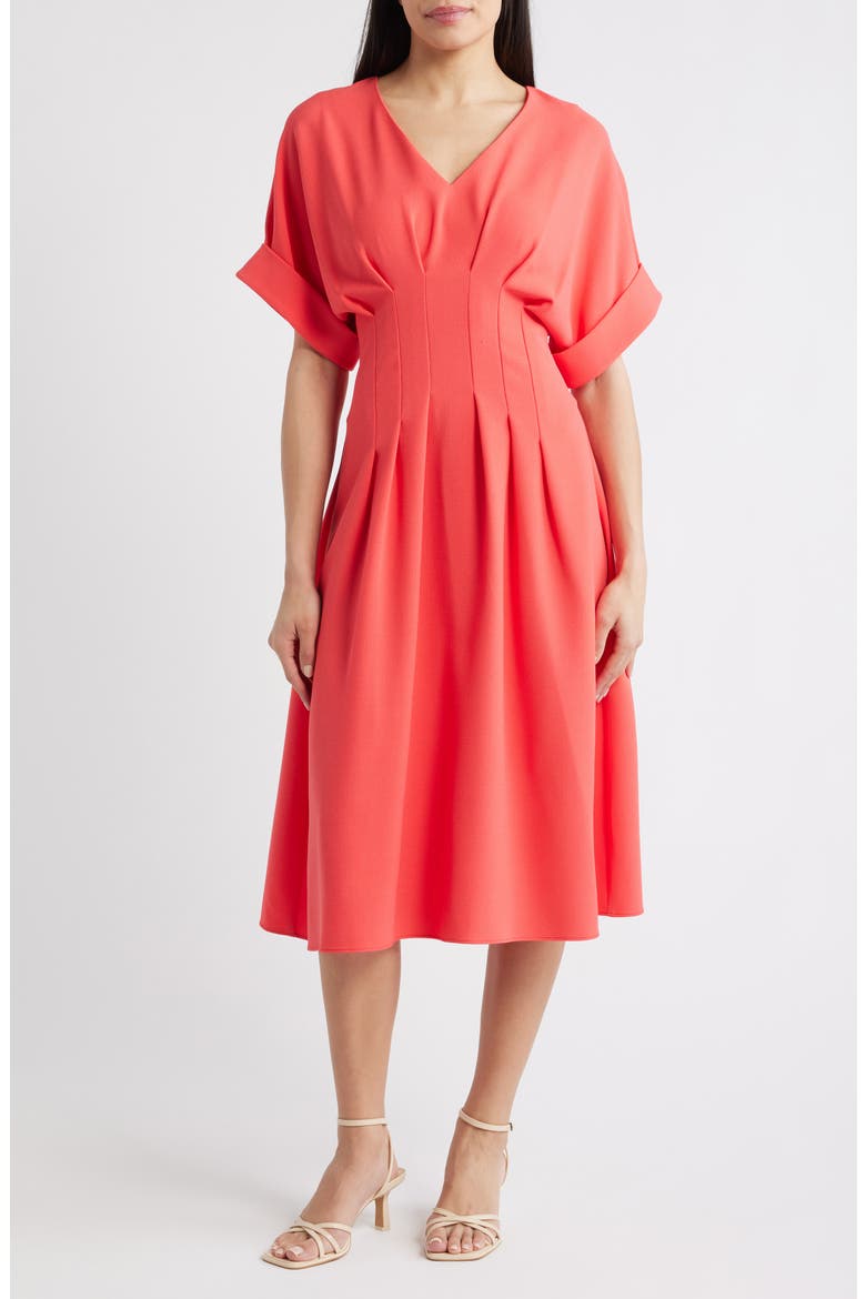 Dolman Sleeve Midi Dress, Main, color, CORAL