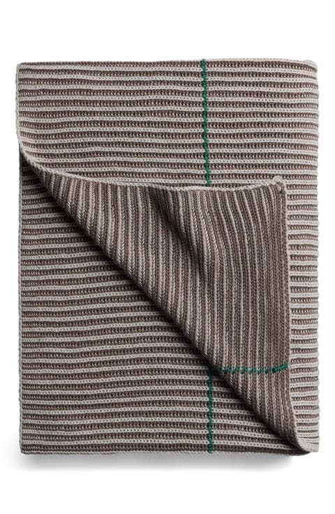 Two-Tone Organic Cotton Rib Throw Blanket