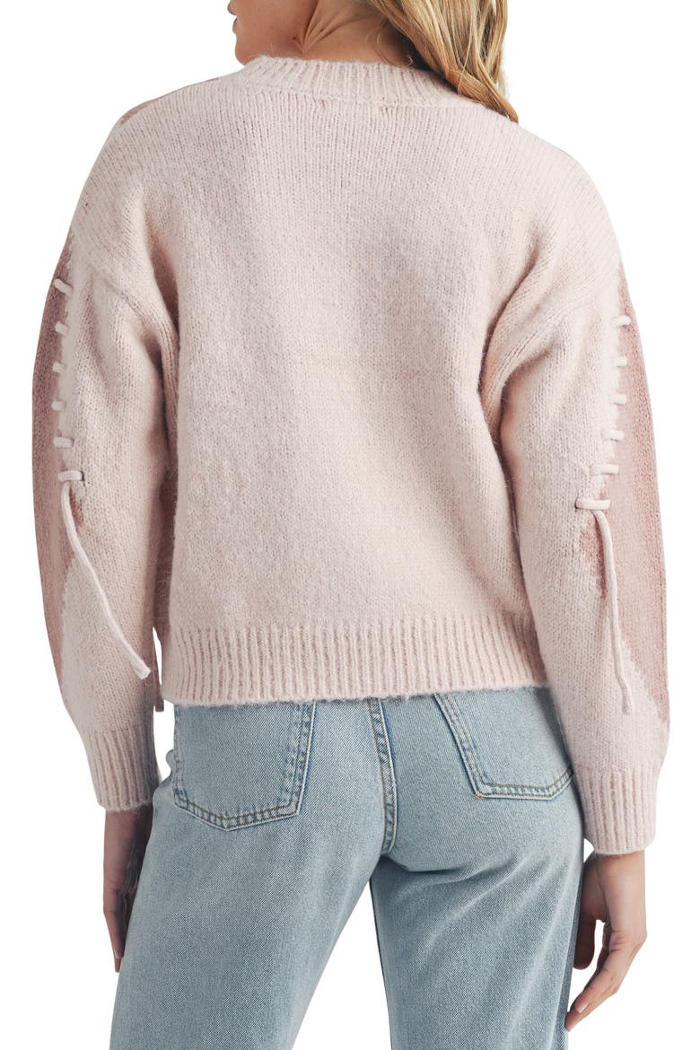 Argyle Lace-Up Sweater, Alternate, color, PINK MAUVE