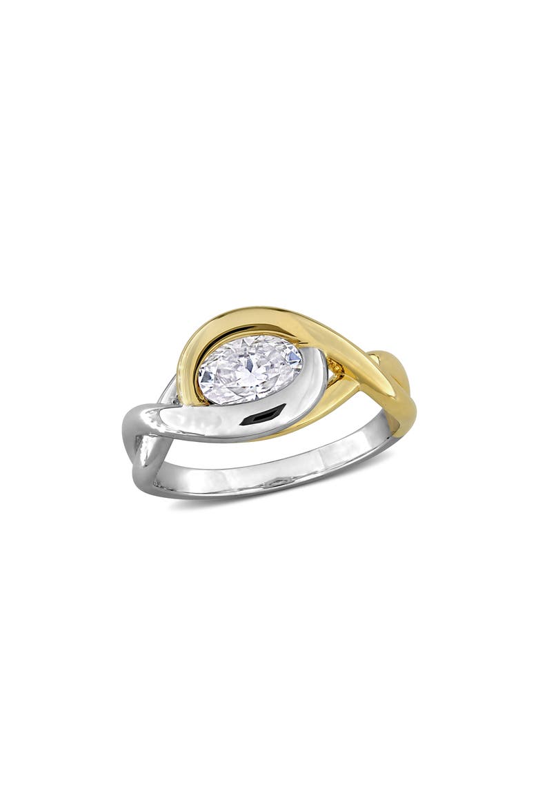 Dew Lab-Grown Moissanite Solitaire Two-Tone Ring, Main, color, WHITE