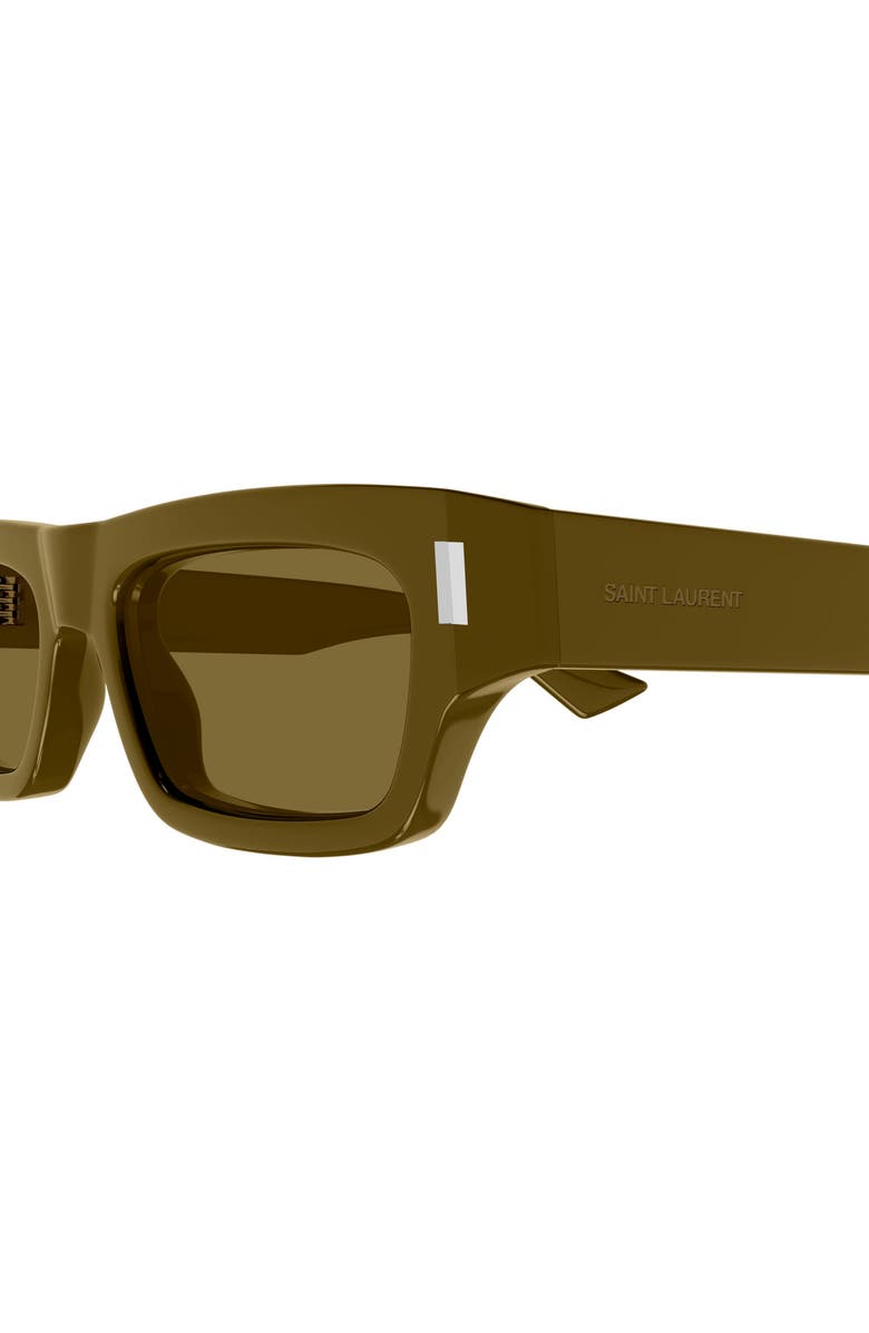 Saint Laurent 54mm Rectangular Sunglasses, Alternate, color, Brown