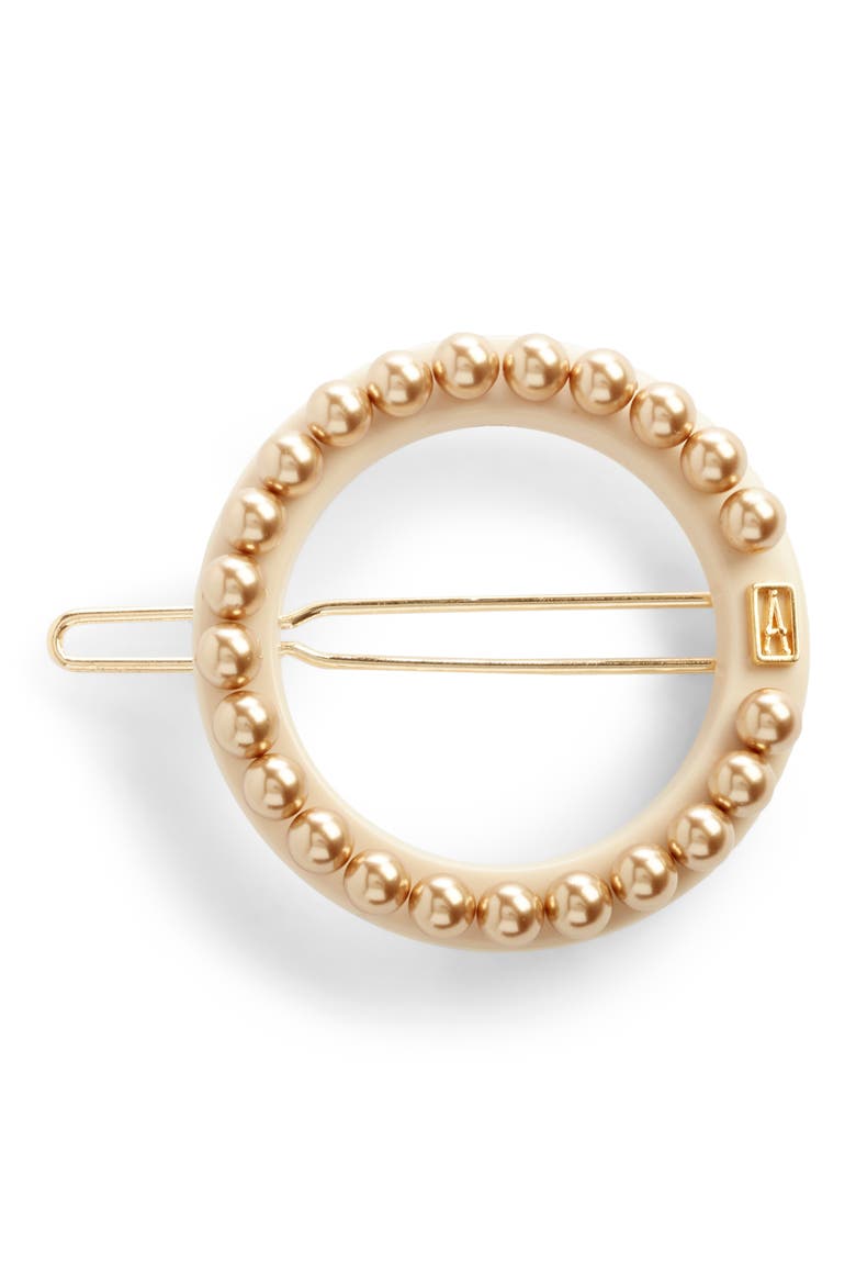 Circle Side Barrette, Main, color, BEIGE