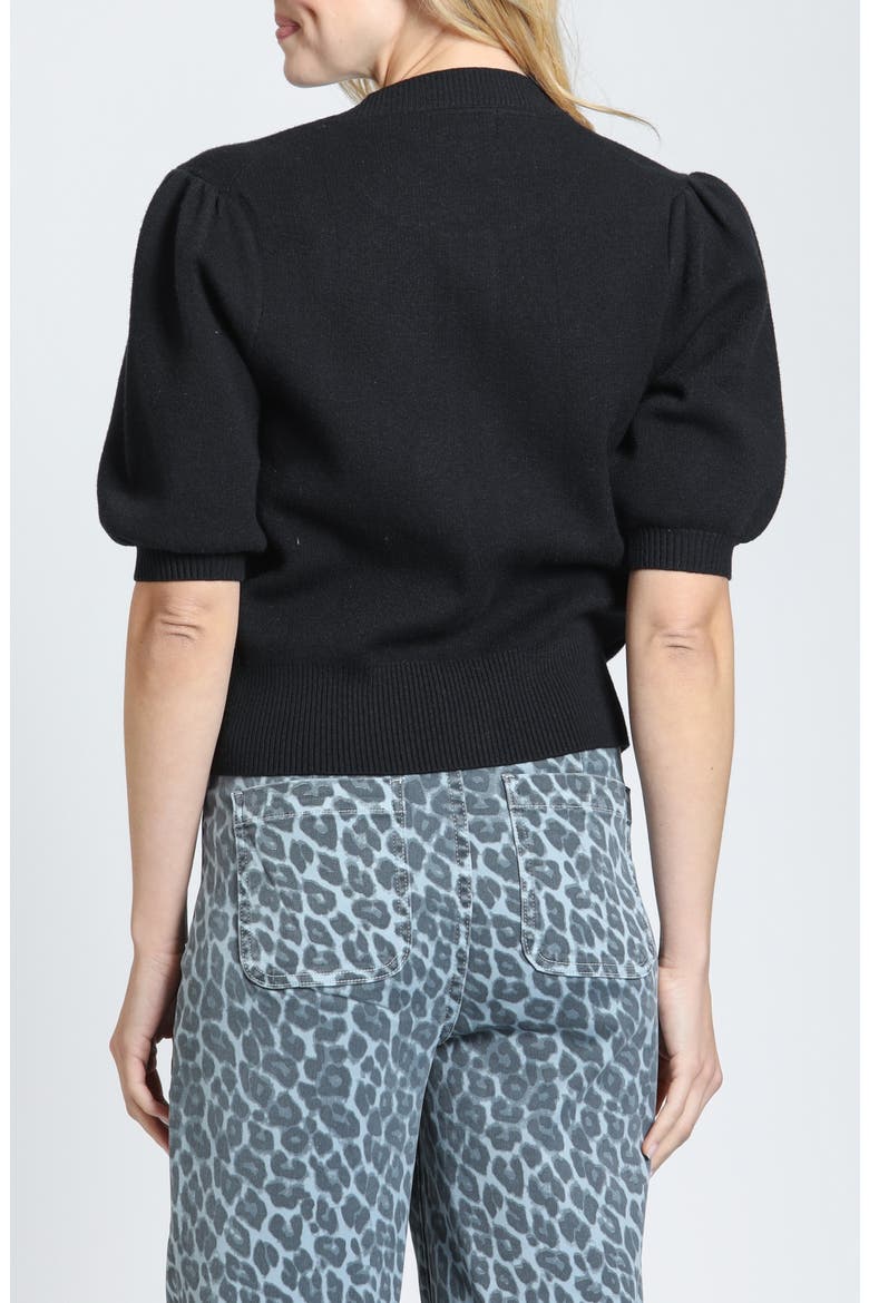 Puff Sleeve Cardigan, Alternate, color, BLACK