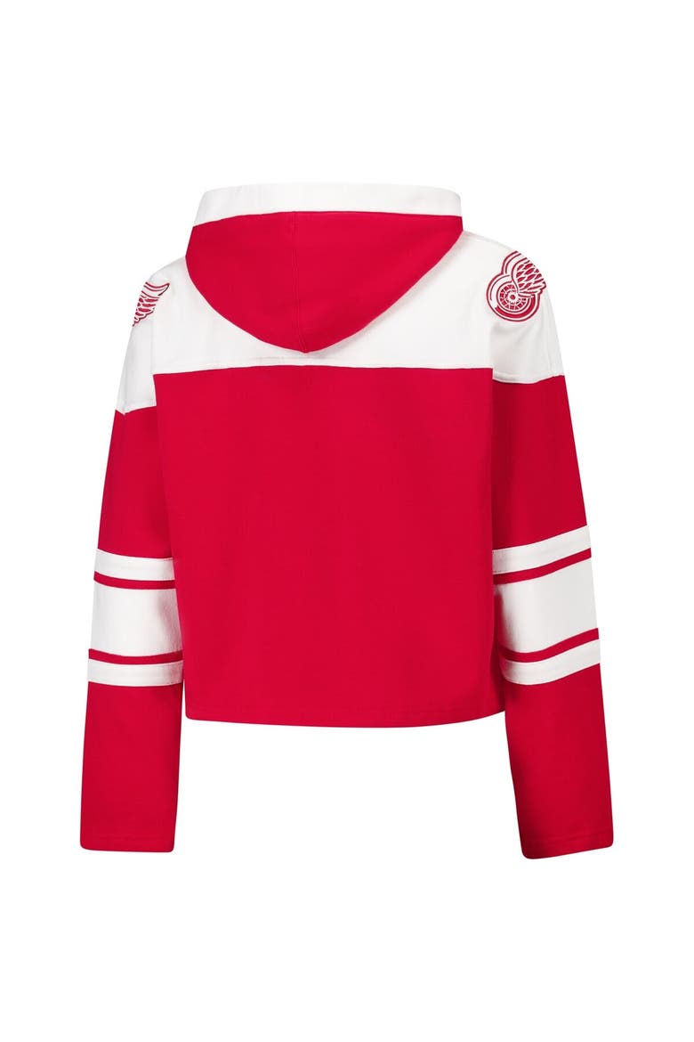 Women's '47 Red Detroit Red Wings Cropped Superior Lacer Pullover Hoodie, Alternate, color, Red