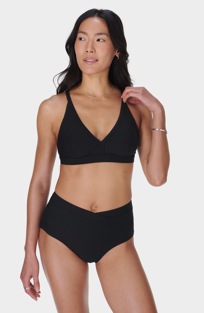 Sweaty Betty Cross Front High Waist Bikini Bottoms, Alternate, color,
