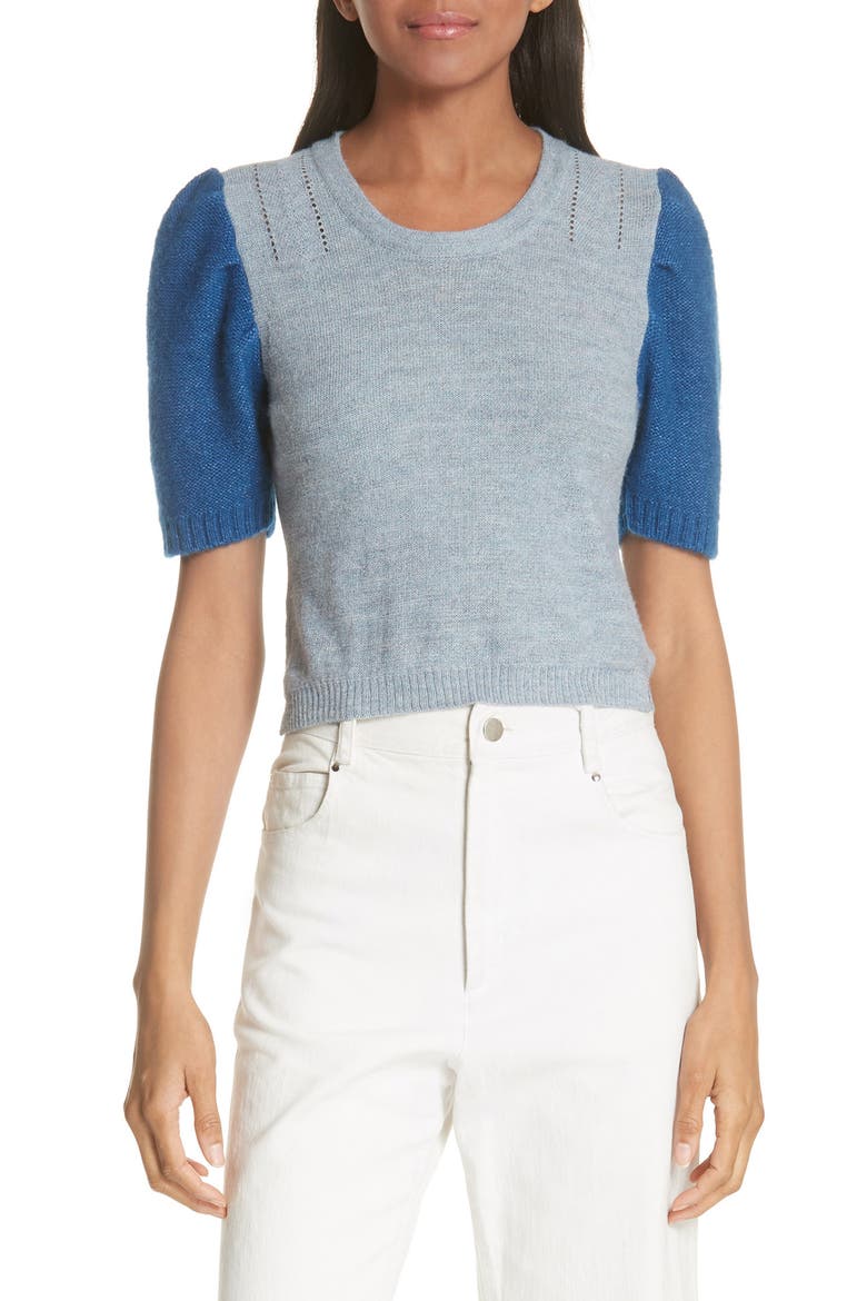 Contrast Sleeve Sweater, Main, color, BLUE