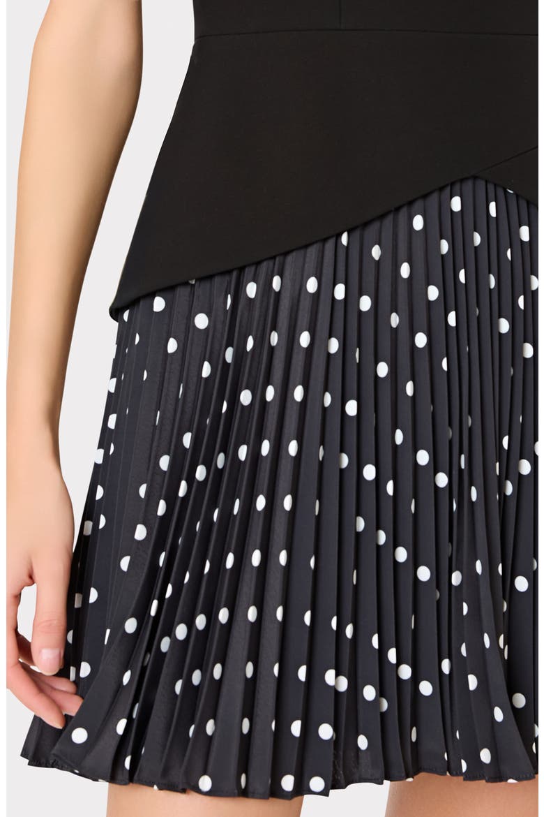 Haddy Dot Print Pleated Minidress, Alternate, color, BLACK/ WHITE