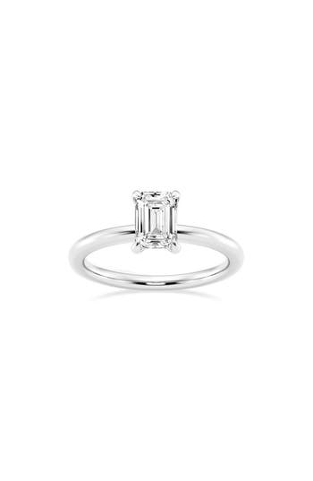 Badgley Mischka Collection Emerald Cut Lab Created Diamond Engagement Ring In White