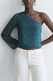 MANGO TEEN Print One-Shoulder Top