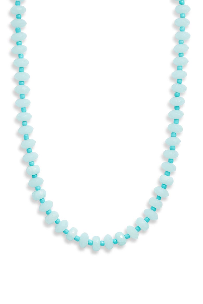 Color Pop Beaded Necklace, Main, color, AQUA- GOLD