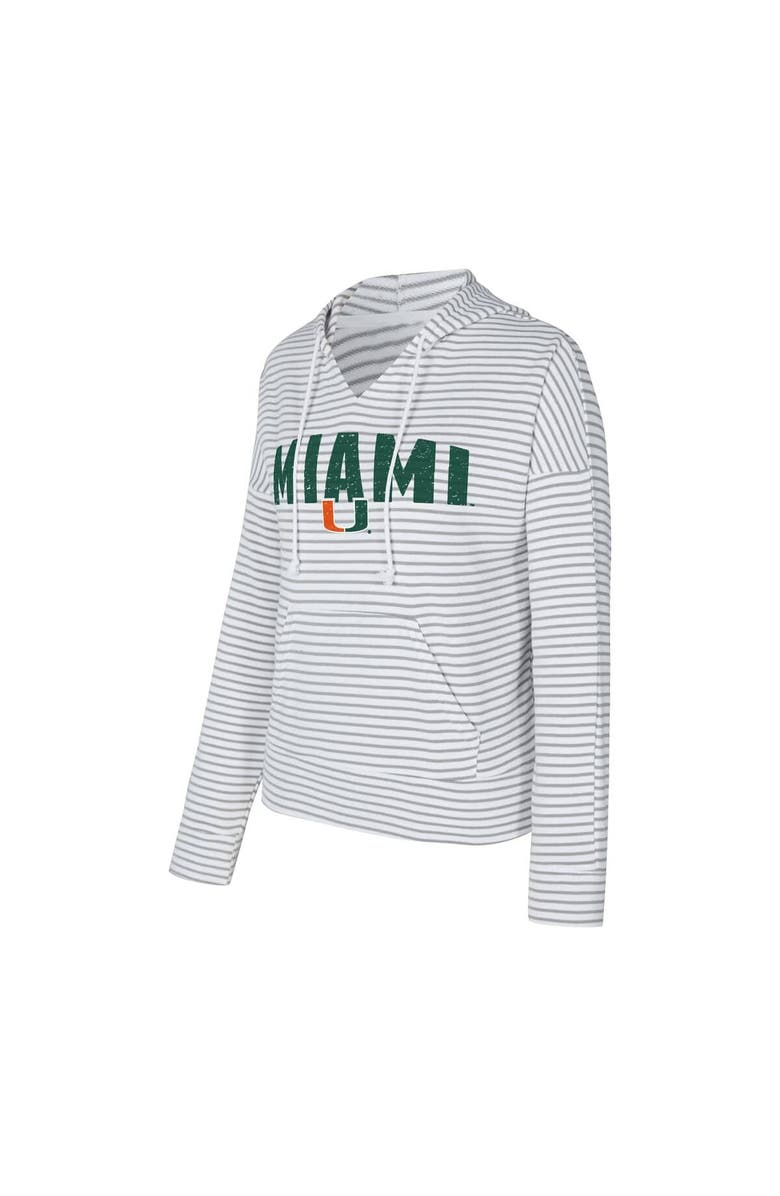 CONCEPTS SPORT Men's Concepts Sport  White/Gray Miami Hurricanes French Terry Striped V-Neck Pullover Hoodie, Alternate, color, White