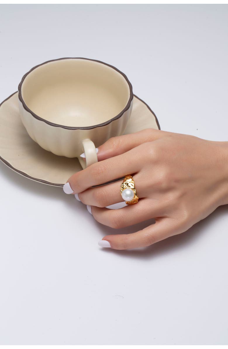 Classicharms Nora Freshwater Pearl Molten Statement Ring, Alternate, color, Gold
