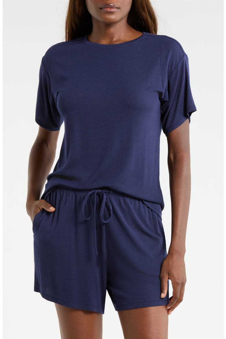 Moonlight Eco Easy Rib Short Pajamas, Main, color, NAVY PEACOAT