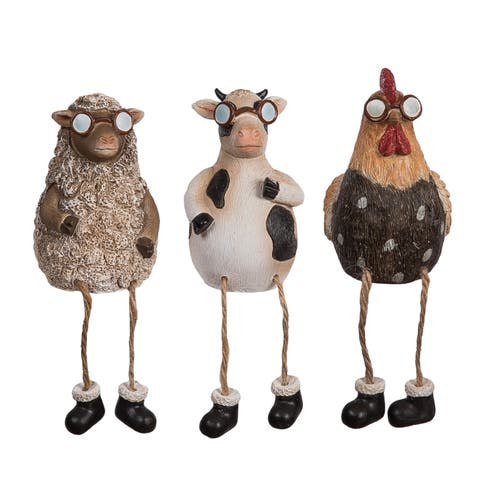 Resin Farm Animal Shelf Sitters Set of 3 Multicolored for Spring Home Decor