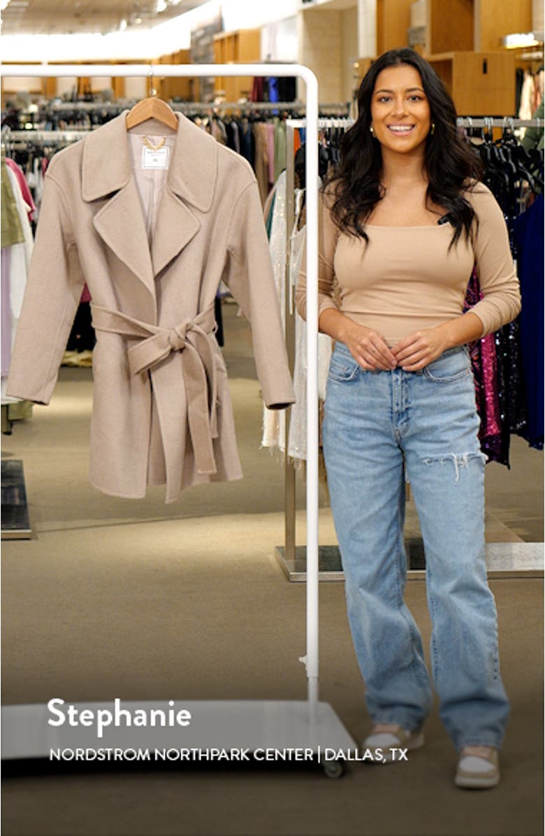 Eternal Flame Tie Waist Wool Blend Coat, sales video thumbnail