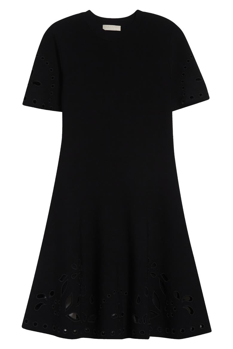 Fanna Eyelet Detail Knit Minidress, Alternate, color, NOIR