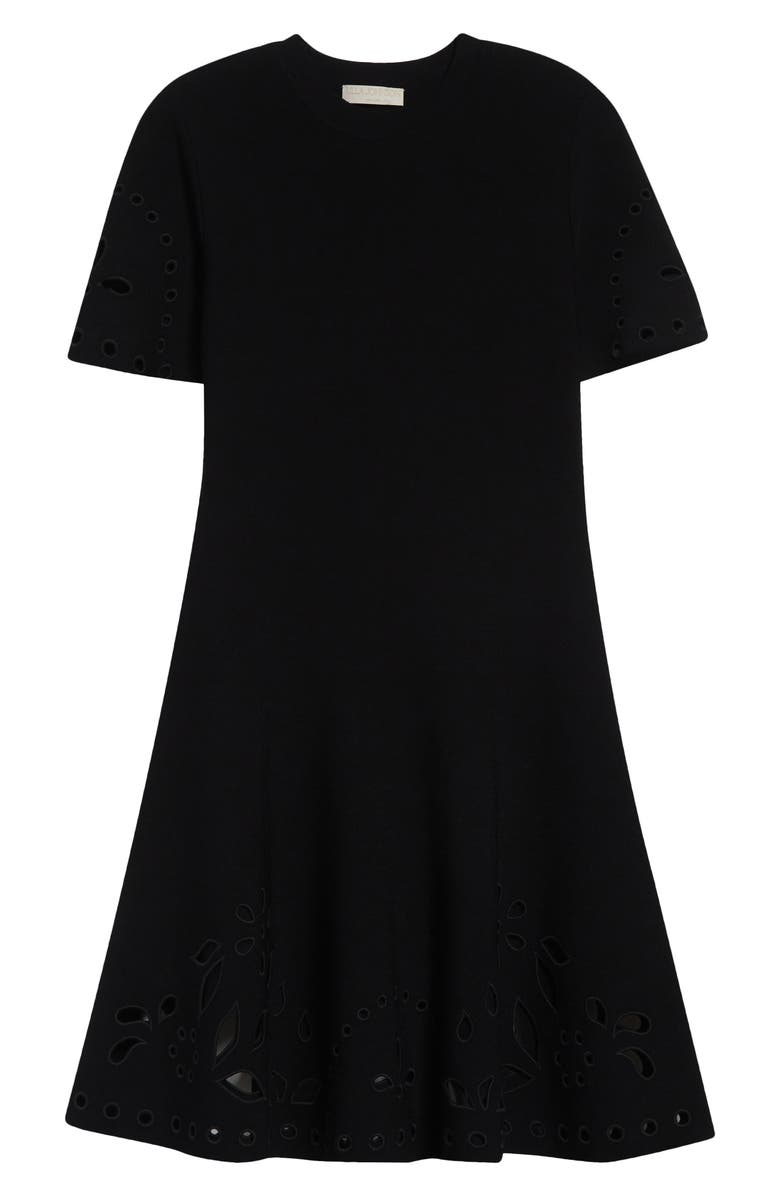 Ulla Johnson Fanna Eyelet Detail Knit Minidress, Alternate, color, Noir