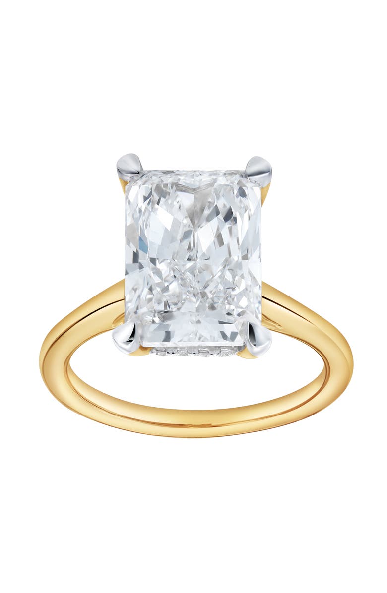 LuvMyJewelry Aelo 14K Gold Radiant Cut Lab Grown Diamond Hidden Halo Engagement Ring - 5.1 Ct, Main, color, 14K Yellow Gold