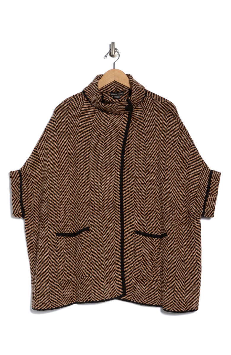 Nanette Lepore Chevron Stitch Ruana, Alternate, color, Brown