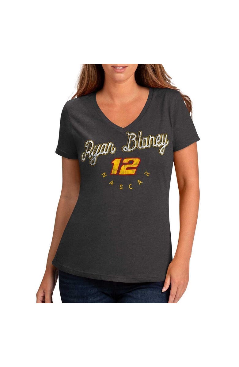 G-III 4HER BY CARL BANKS Women's G-III 4Her by Carl Banks Black Ryan Blaney Bump & Run V-Neck T-Shirt, Main, color, 