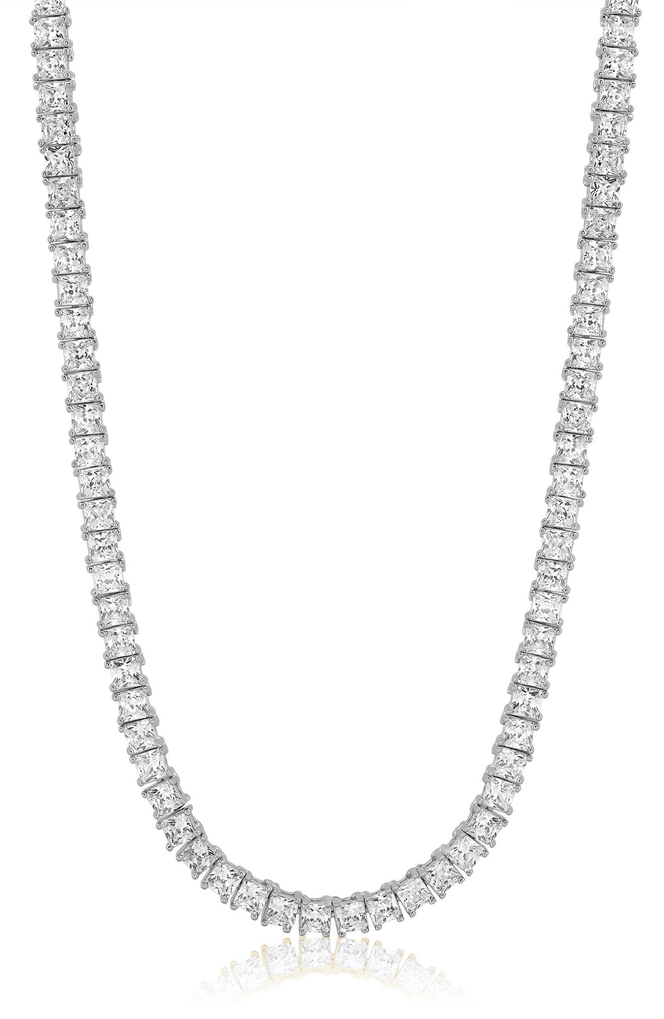 Square Cubic Zirconia Tennis Necklace