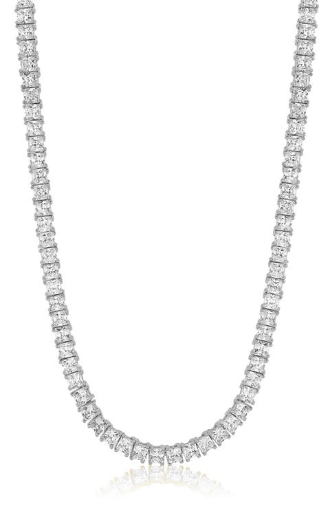Square Cubic Zirconia Tennis Necklace