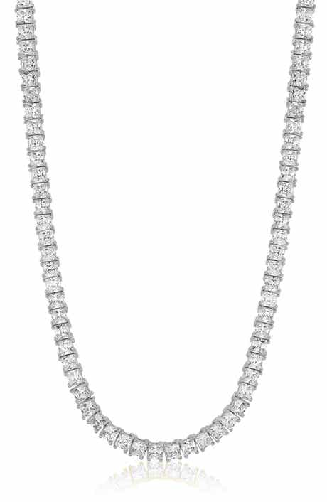 Square Cubic Zirconia Tennis Necklace