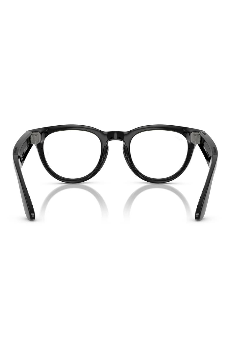 Skyler 51mm Round Smart Sunglasses, Alternate, color, SHINY BLACK