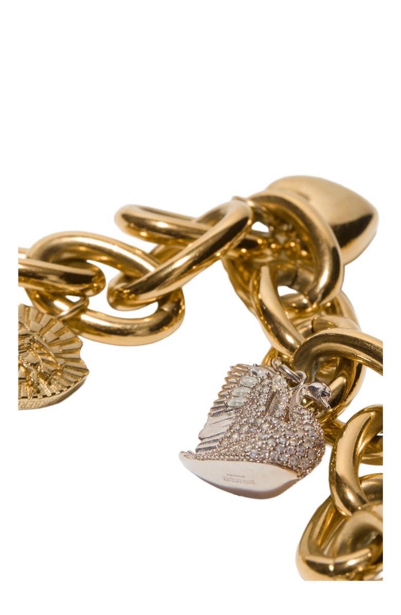 Burberry Charm Necklace, Alternate, color, Gold/Multicolour