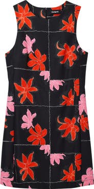 Desigual Floral Mini Pinafore Dress