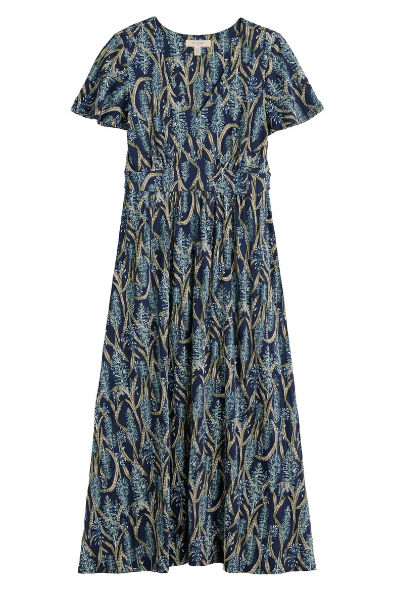 Chateaux Floral Organic Cotton Midi Dress, Alternate, color, RED HOT POKER MARITIME