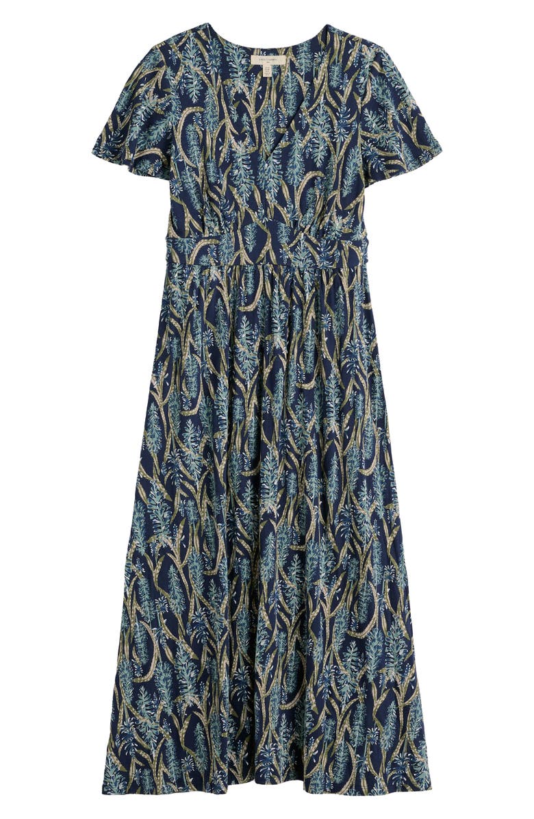 Seasalt Cornwall Chateaux Floral Organic Cotton Midi Dress, Alternate, color, Red Hot Poker Maritime