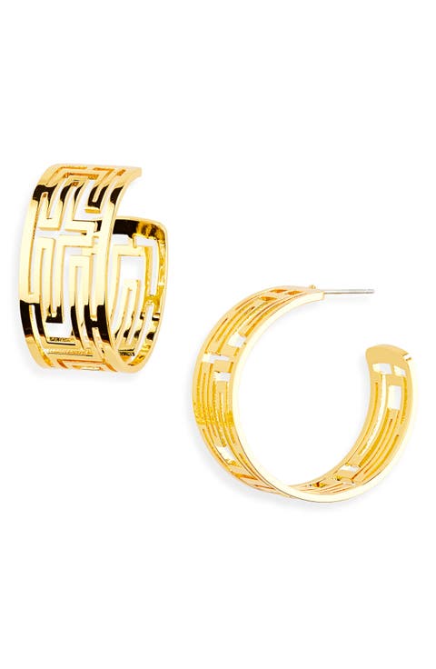 Greek Key Hoop Earrings