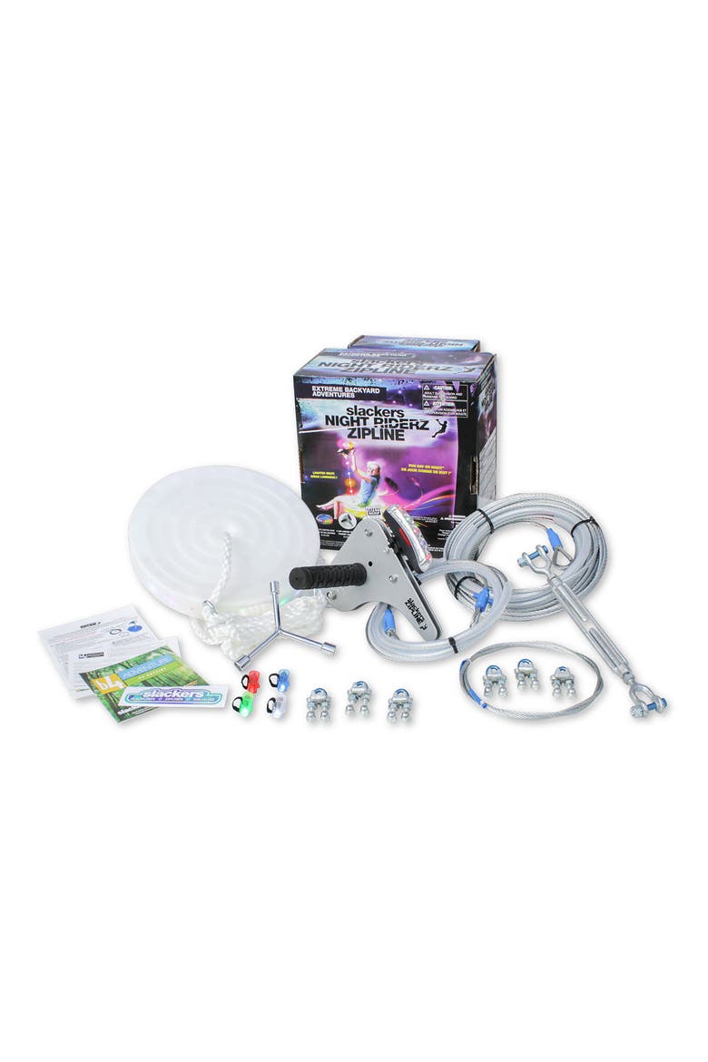 Slackers Night Riderz 100-Foot Zipline Kit with Seat, Main, color, MULTI