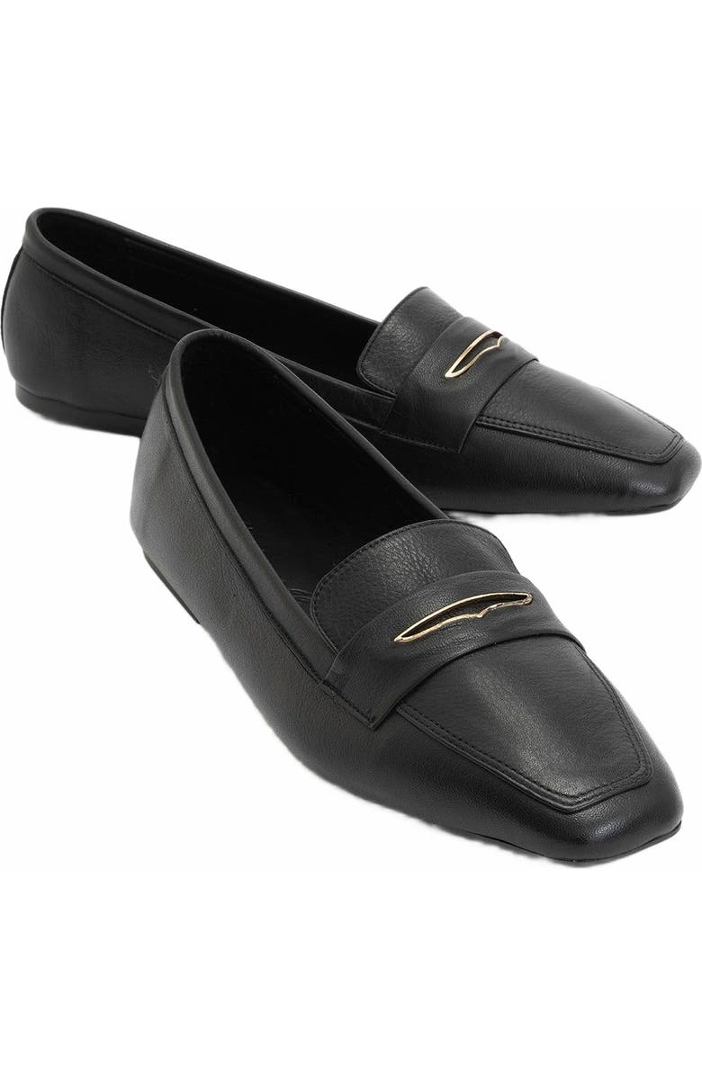 Forever & Always Shoes Iridessa Leather Flat Loafers, Main, color, Black Leather