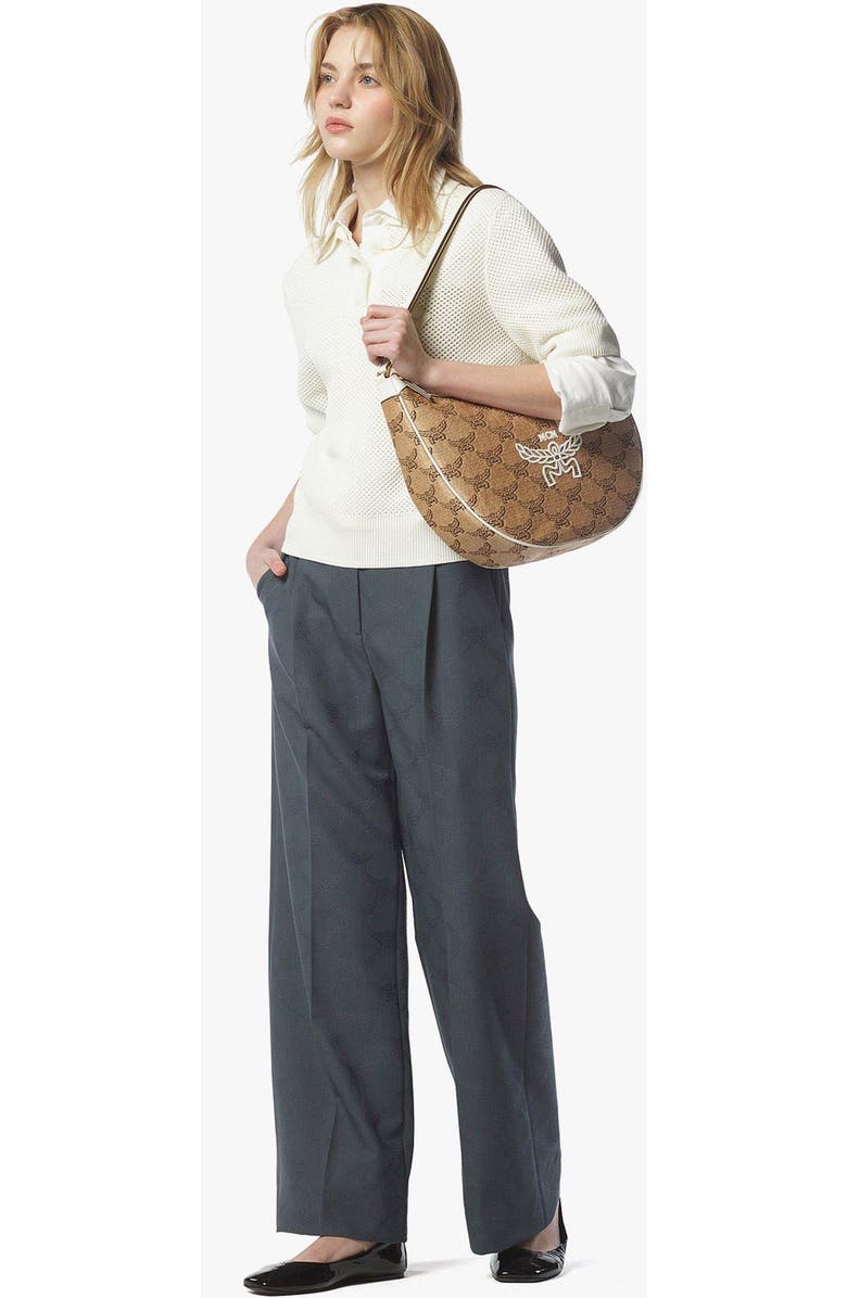 MCM Himmel Ascending Moon Hobo in Lauretos Raffia Jacquard, Alternate, color,
