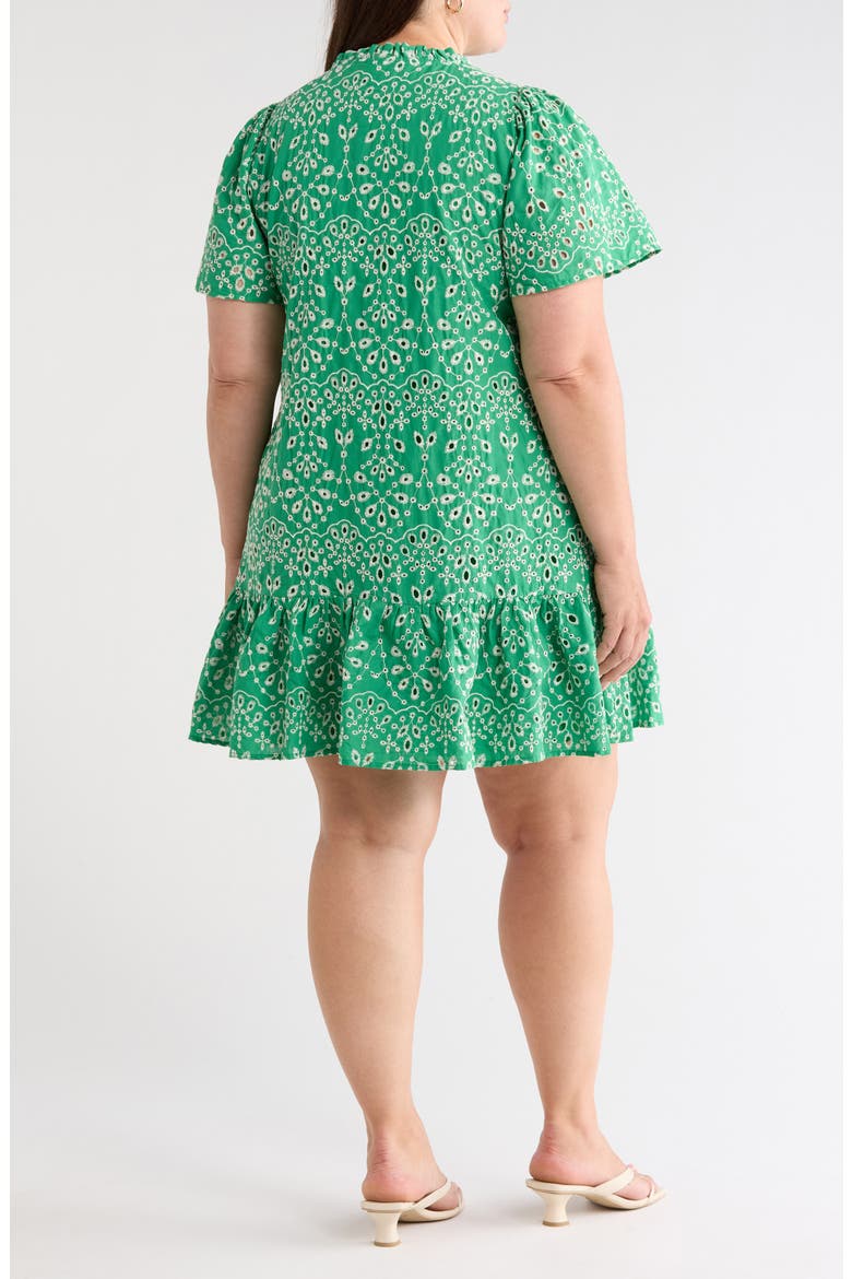 Viridiana Floral Eyelet Minidress, Alternate, color, KELLY GREEN