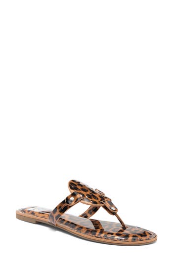 Dolce Vita Dv By  Gotie Laser Cut Studded Thong Sandal In Leopard Patent