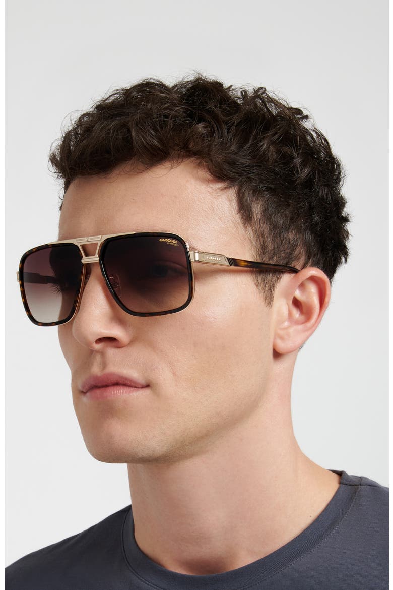 61mm Gradient Rectangular Sunglasses, Alternate, color, HAVANA GOLD/ BROWN SF